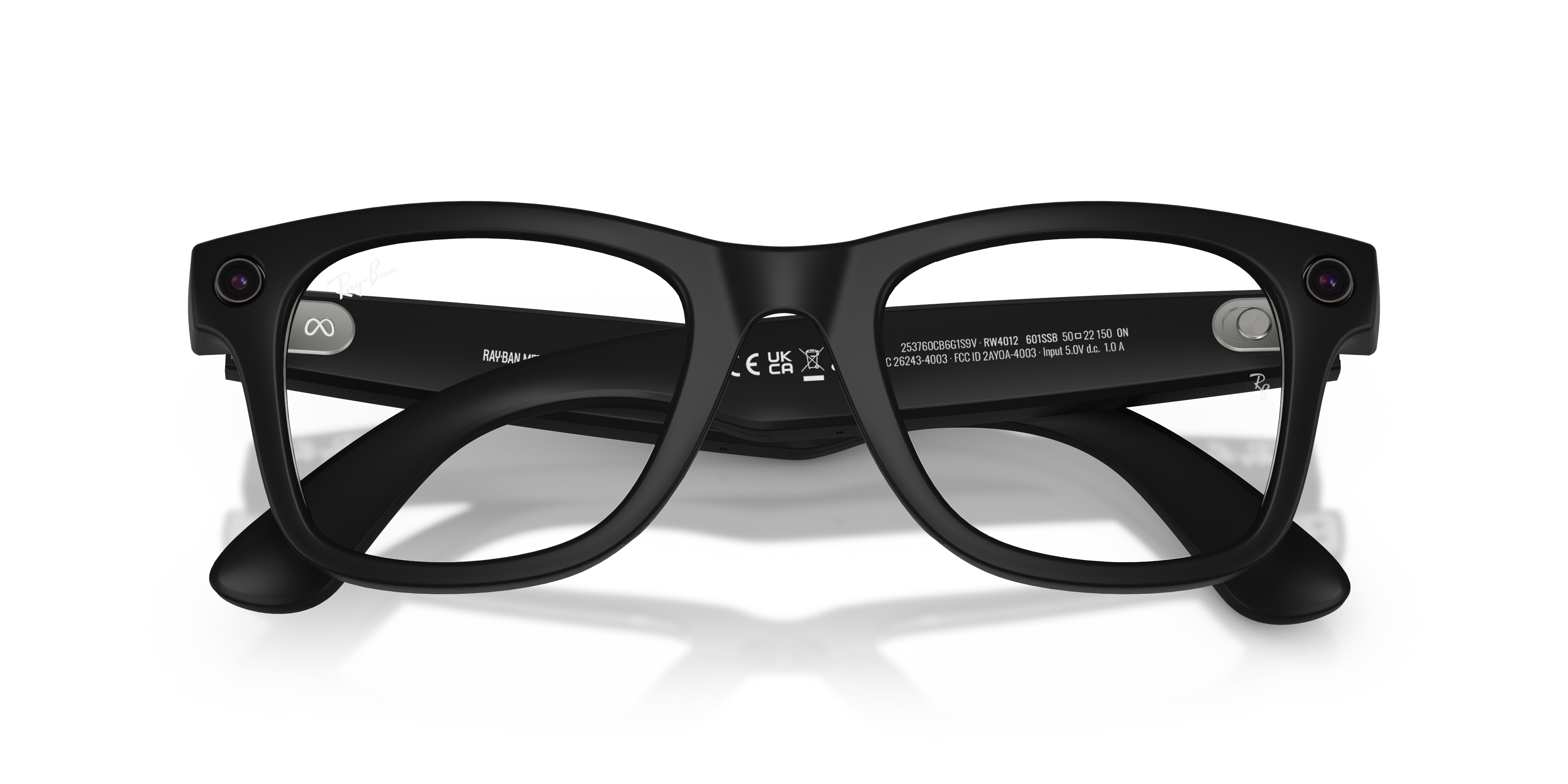 RAY-BAN Meta Wayfarer (Gen 2), 0RW4012, 601SSB, CLEAR MATTE BLACK, 53